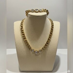VINTAGE CACHAREL RIVOLI RHINESTONE NECKLACE and BRACELET SET